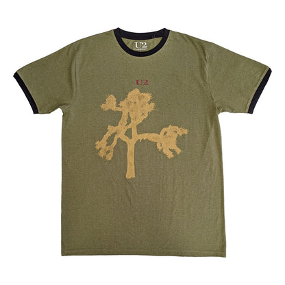 Green - Front - U2 Unisex Adult Joshua Tree Europe 1987 Ringer T-Shirt