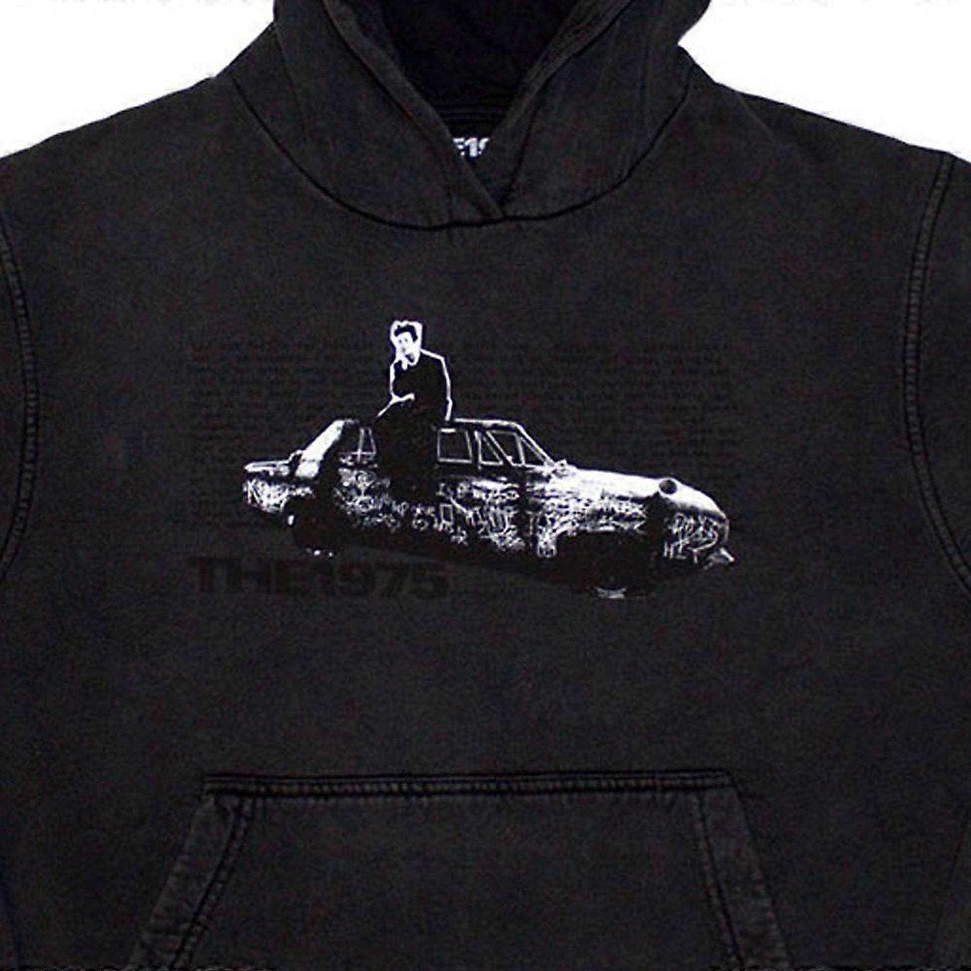 Charcoal Grey - Back - The 1975 Unisex Adult Car Photo Washed Hoodie