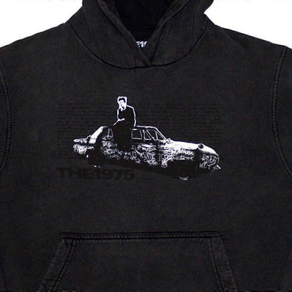Charcoal Grey - Back - The 1975 Unisex Adult Car Photo Washed Hoodie