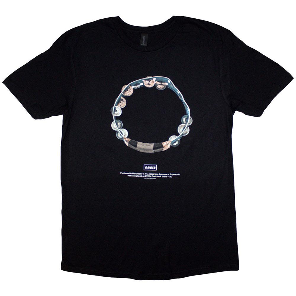 Black - Front - Oasis Unisex Adult Definitely Maybe Tambourine T-Shirt