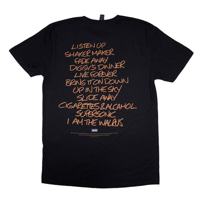 Black - Back - Oasis Unisex Adult Definitely Maybe  AAA Setlist Back Print T-Shirt