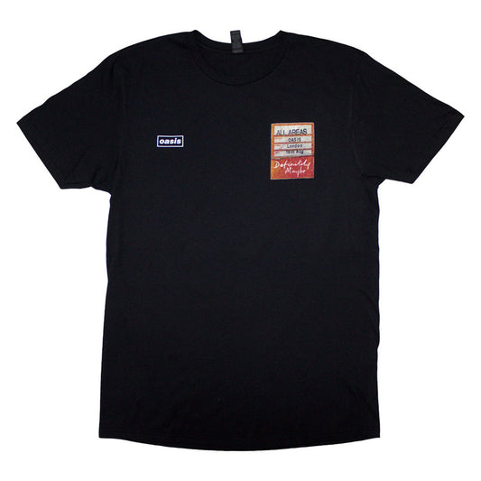 Black - Front - Oasis Unisex Adult Definitely Maybe  AAA Setlist Back Print T-Shirt