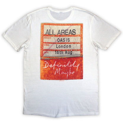White - Back - Oasis Unisex Adult Definitely Maybe AAA Pass T-Shirt