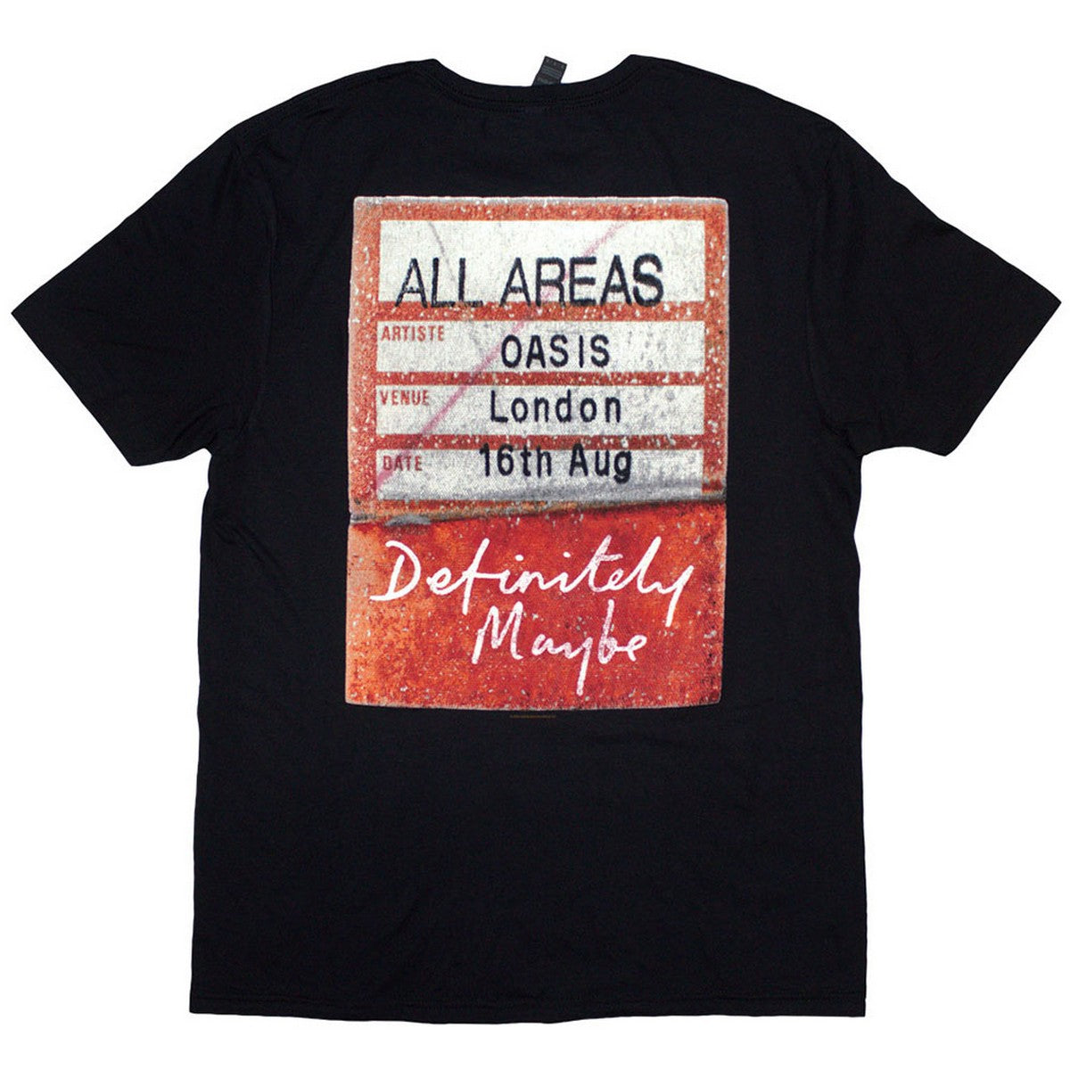 Black - Back - Oasis Unisex Adult Definitely Maybe AAA Pass T-Shirt