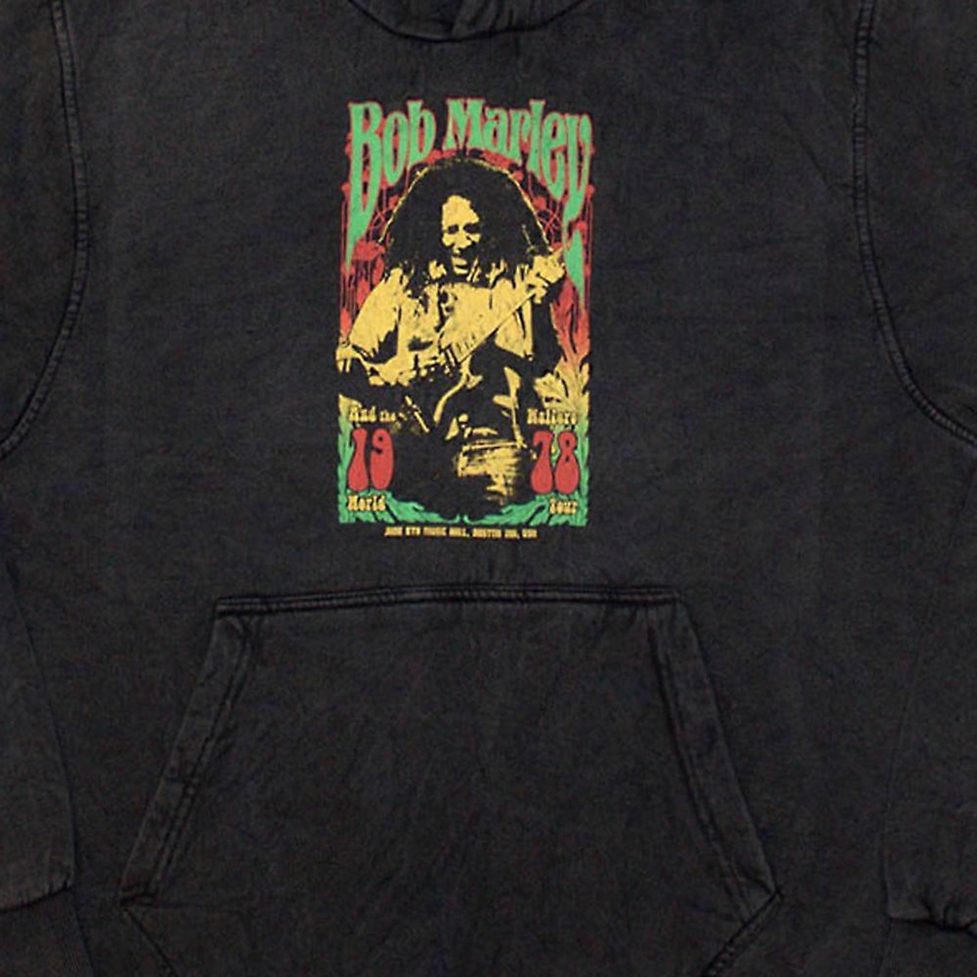 Charcoal Grey - Back - Bob Marley Unisex Adult 1978 Stone Wash Pullover Hoodie