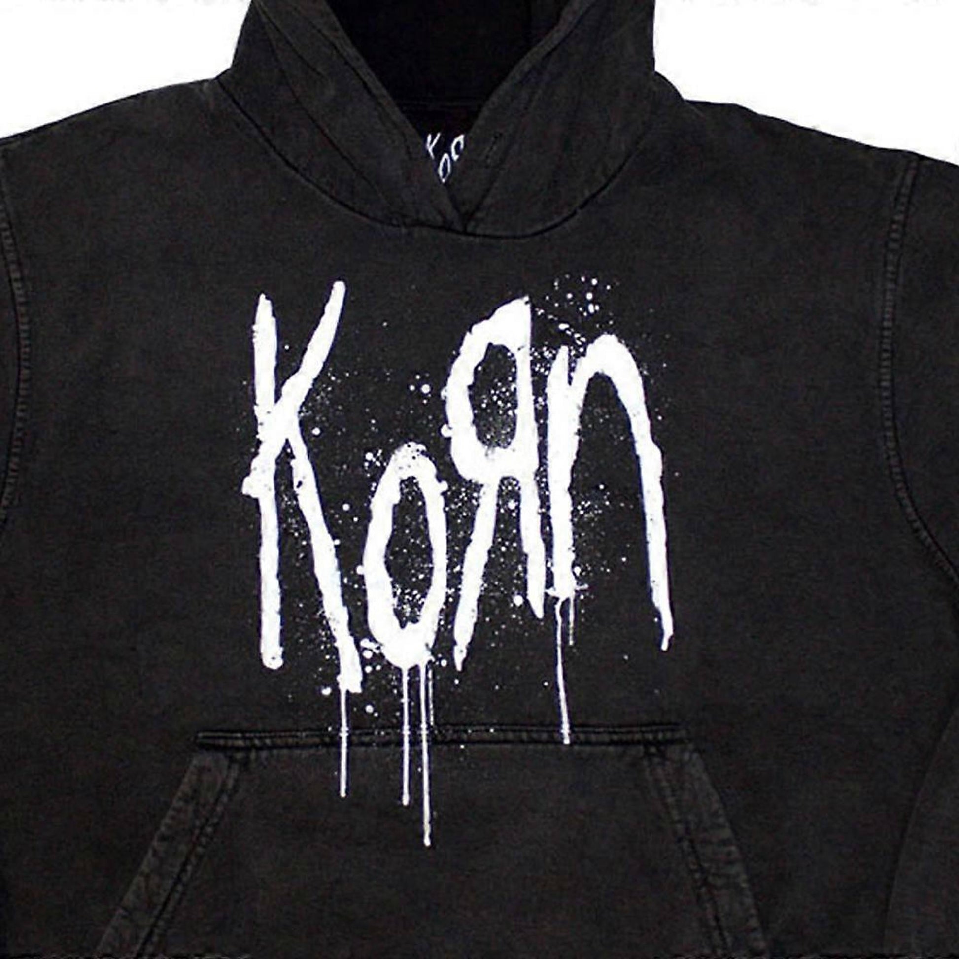 Charcoal Grey - Side - Korn Unisex Adult Still A Freak Back Print Stone Wash Pullover Hoodie