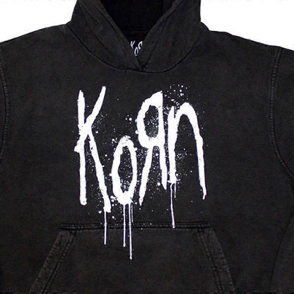 Charcoal Grey - Side - Korn Unisex Adult Still A Freak Back Print Stone Wash Pullover Hoodie