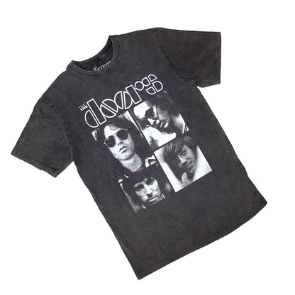 Charcoal Grey - Back - The Doors Unisex Adult Squares Stone Wash T-Shirt