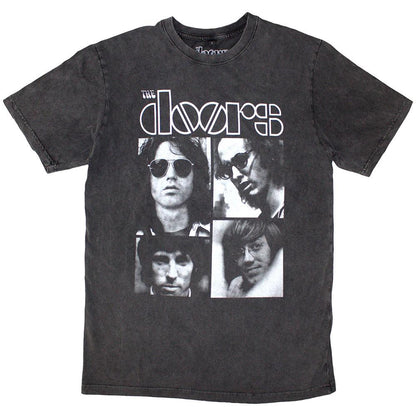 Charcoal Grey - Front - The Doors Unisex Adult Squares Stone Wash T-Shirt