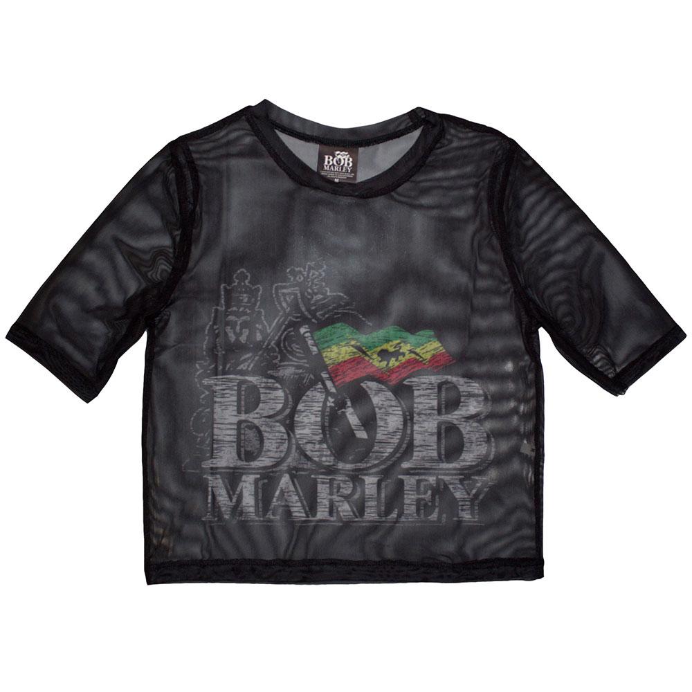 Black - Front - Bob Marley Womens-Ladies Mesh Crop Top