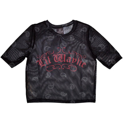 Black - Front - Lil Wayne Womens-Ladies Script Crop Top