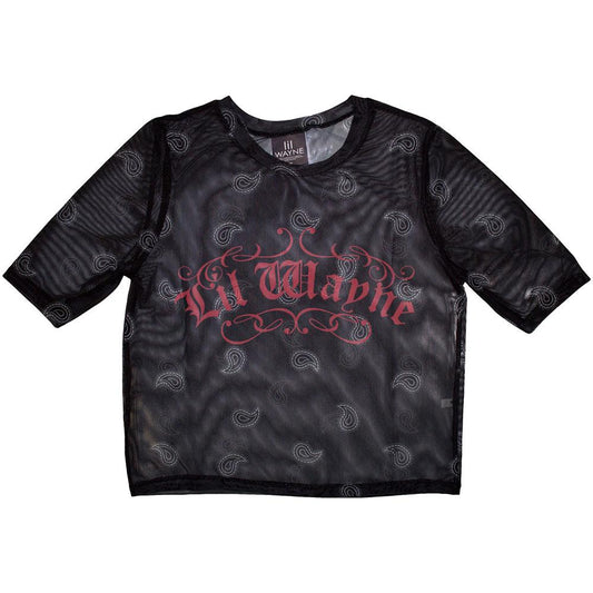 Black - Front - Lil Wayne Womens-Ladies Script Crop Top