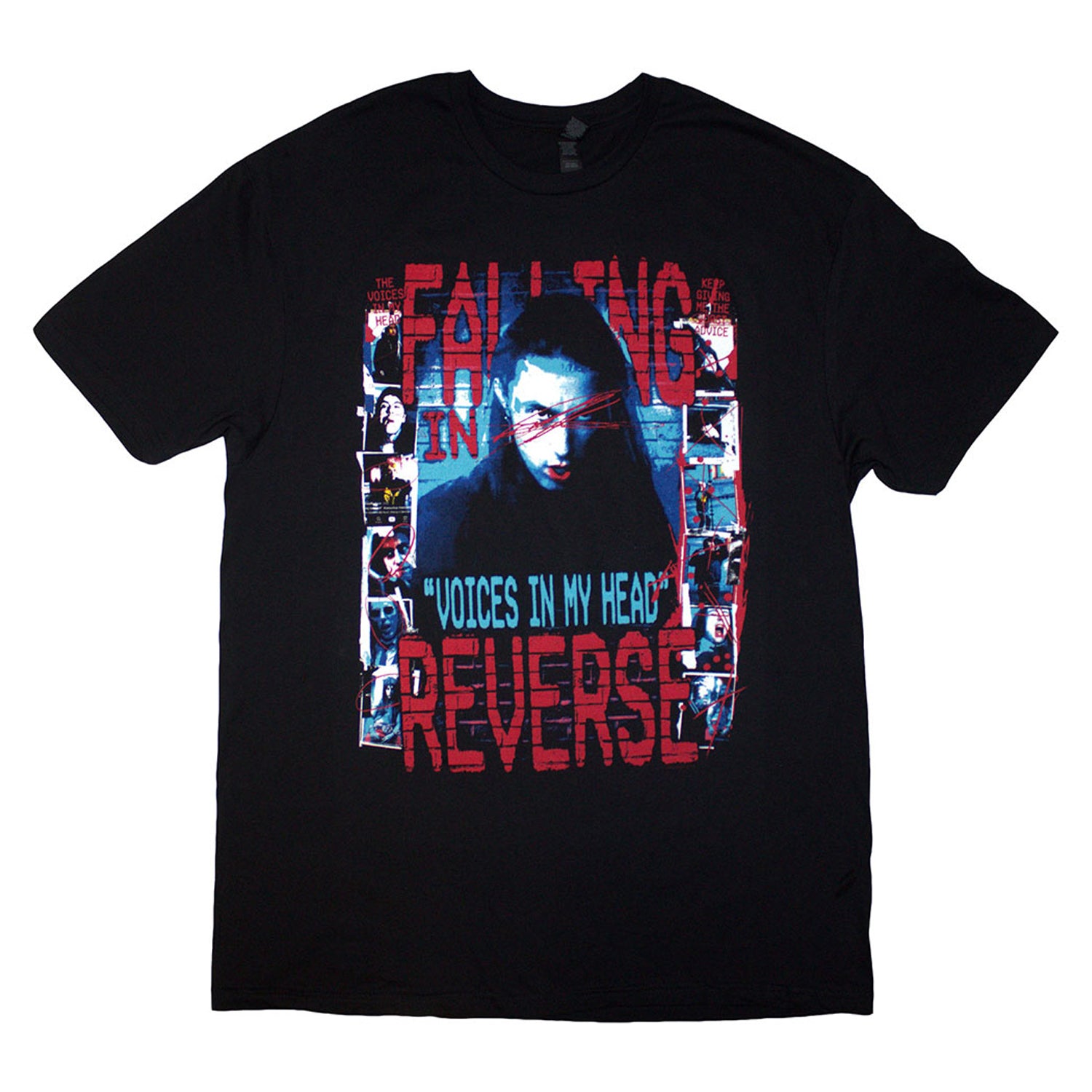 Black - Front - Falling In Reverse Unisex Adult Voice Collage Back Print T-Shirt
