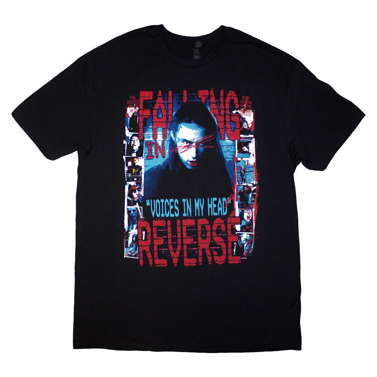 Black - Front - Falling In Reverse Unisex Adult Voice Collage Back Print T-Shirt