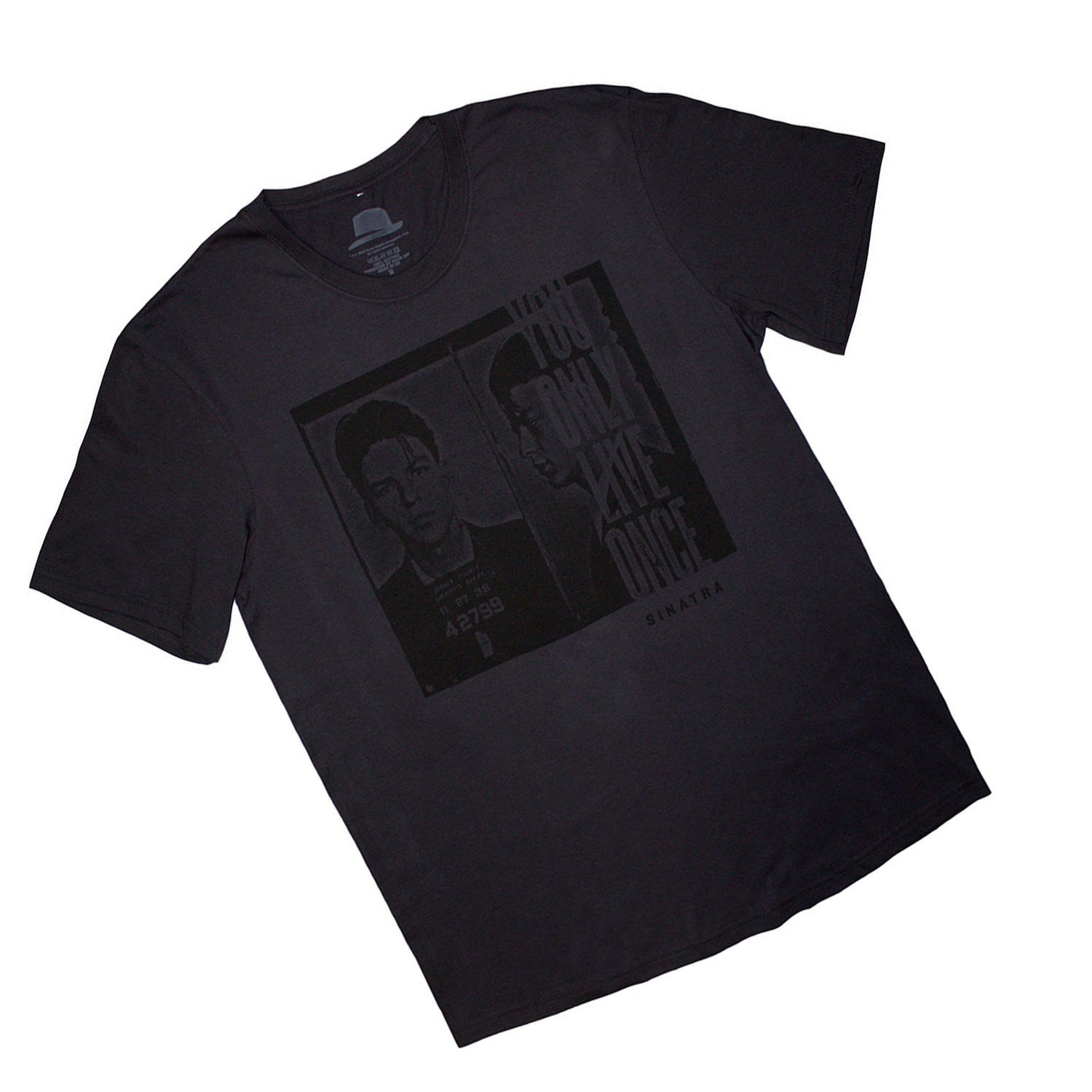 Charcoal Grey - Back - Frank Sinatra Unisex Adult Mugshot T-Shirt