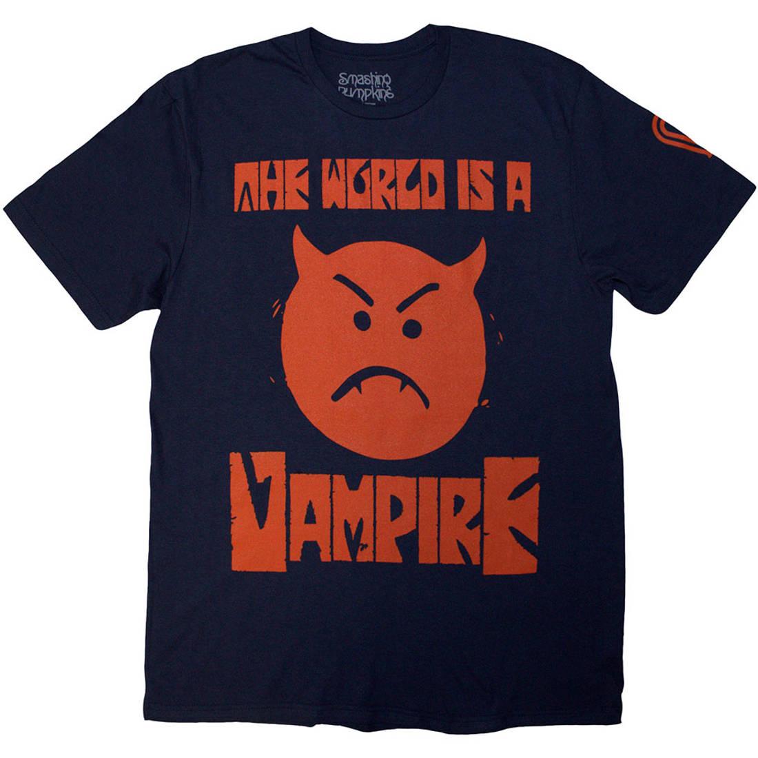 Navy Blue - Front - The Smashing Pumpkins Unisex Adult World Is A Vampire Back Print T-Shirt