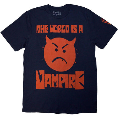 Navy Blue - Front - The Smashing Pumpkins Unisex Adult World Is A Vampire Back Print T-Shirt