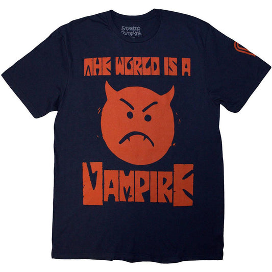 Navy Blue - Front - The Smashing Pumpkins Unisex Adult World Is A Vampire Back Print T-Shirt