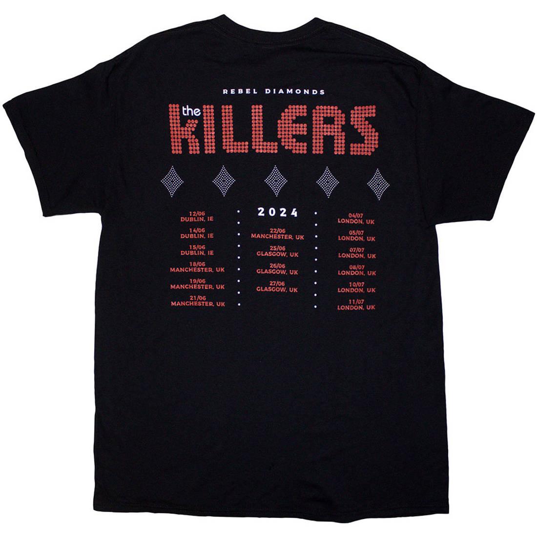 Black - Back - The Killers Unisex Adult Tour ´24 Rebel Diamonds Back Print T-Shirt