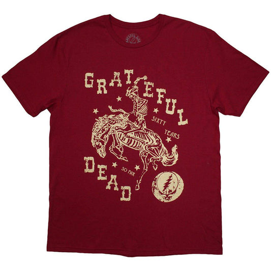 Red - Front - Grateful Dead Unisex Adult Skeleton Horse Back Print T-Shirt