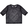 Charcoal Grey - Front - Bad Omens Womens-Ladies Moth Skull Mesh Crop Top