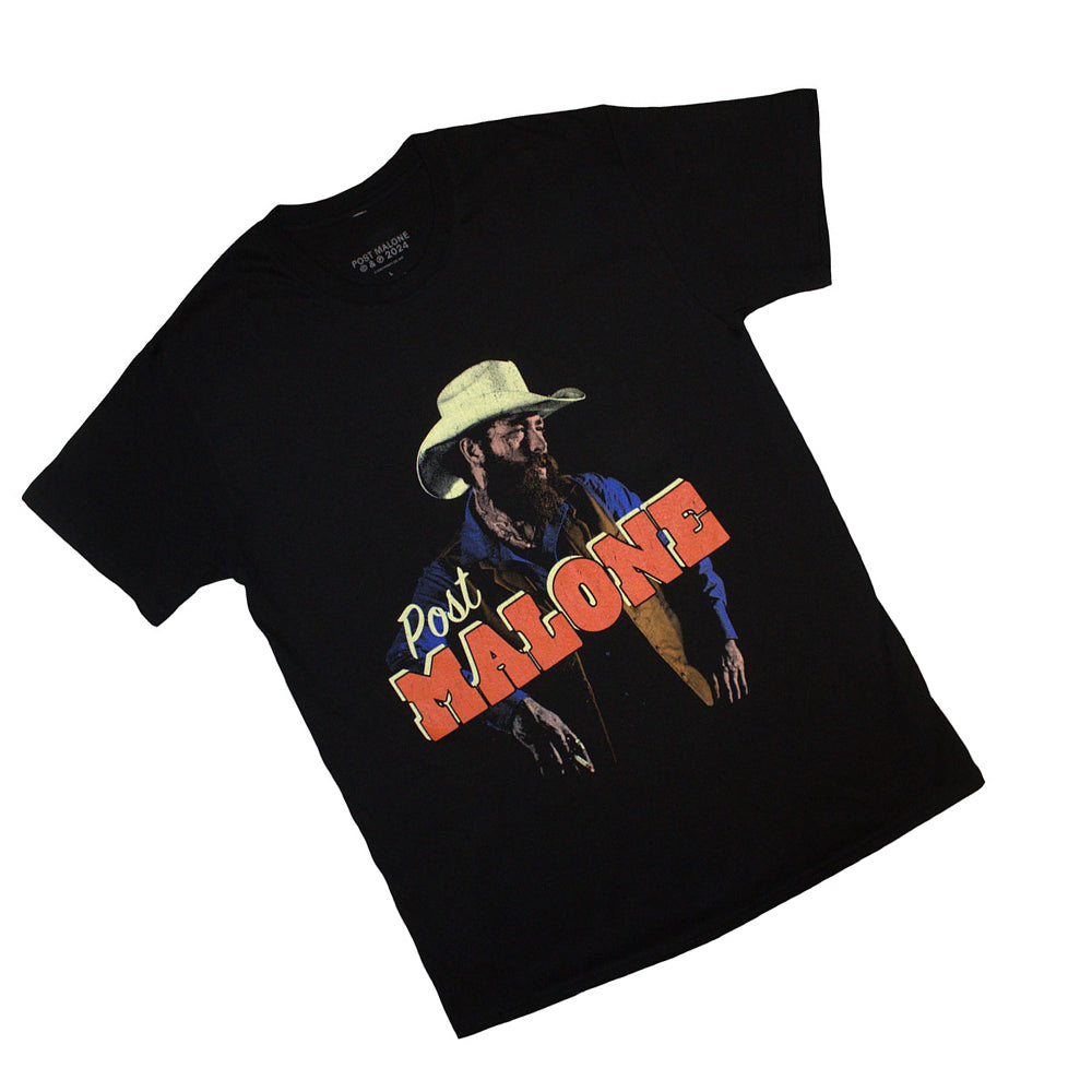 Black - Back - Post Malone Unisex Adult Cowboy T-Shirt