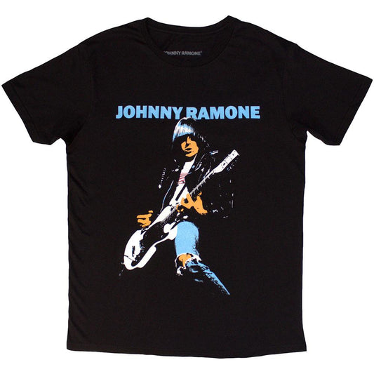 Black - Front - Johnny Ramone Unisex Adult Ripped Denim T-Shirt