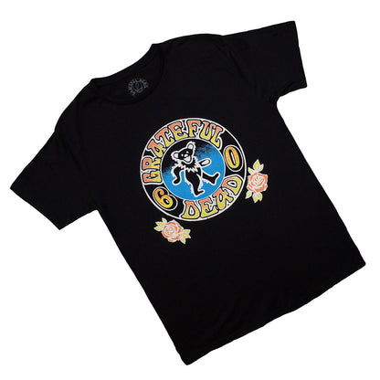 Black - Back - Grateful Dead Unisex Adult Bear Roses T-Shirt