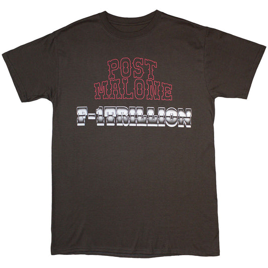 Charcoal Grey - Front - Post Malone Unisex Adult F-1 Trillion Back Print T-Shirt