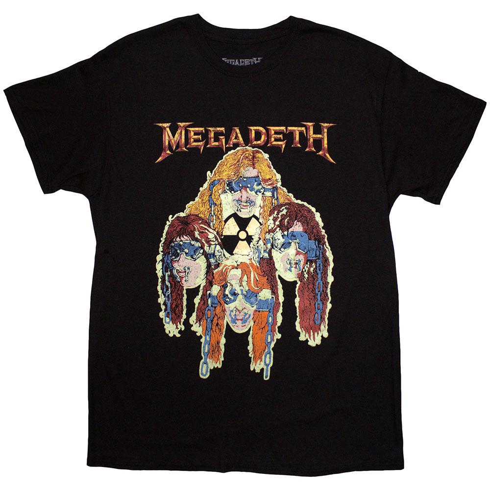 Black - Front - Megadeth Unisex Adult Nuclear Glow Heads T-Shirt
