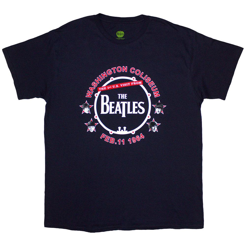 Navy Blue - Front - The Beatles Unisex Adult Washington ´64 Drum T-Shirt
