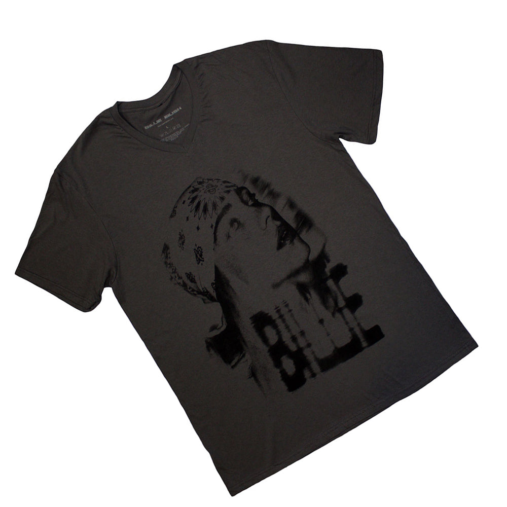 Charcoal Grey - Back - Billie Eilish Unisex Adult Tonal Bandana Photo T-Shirt