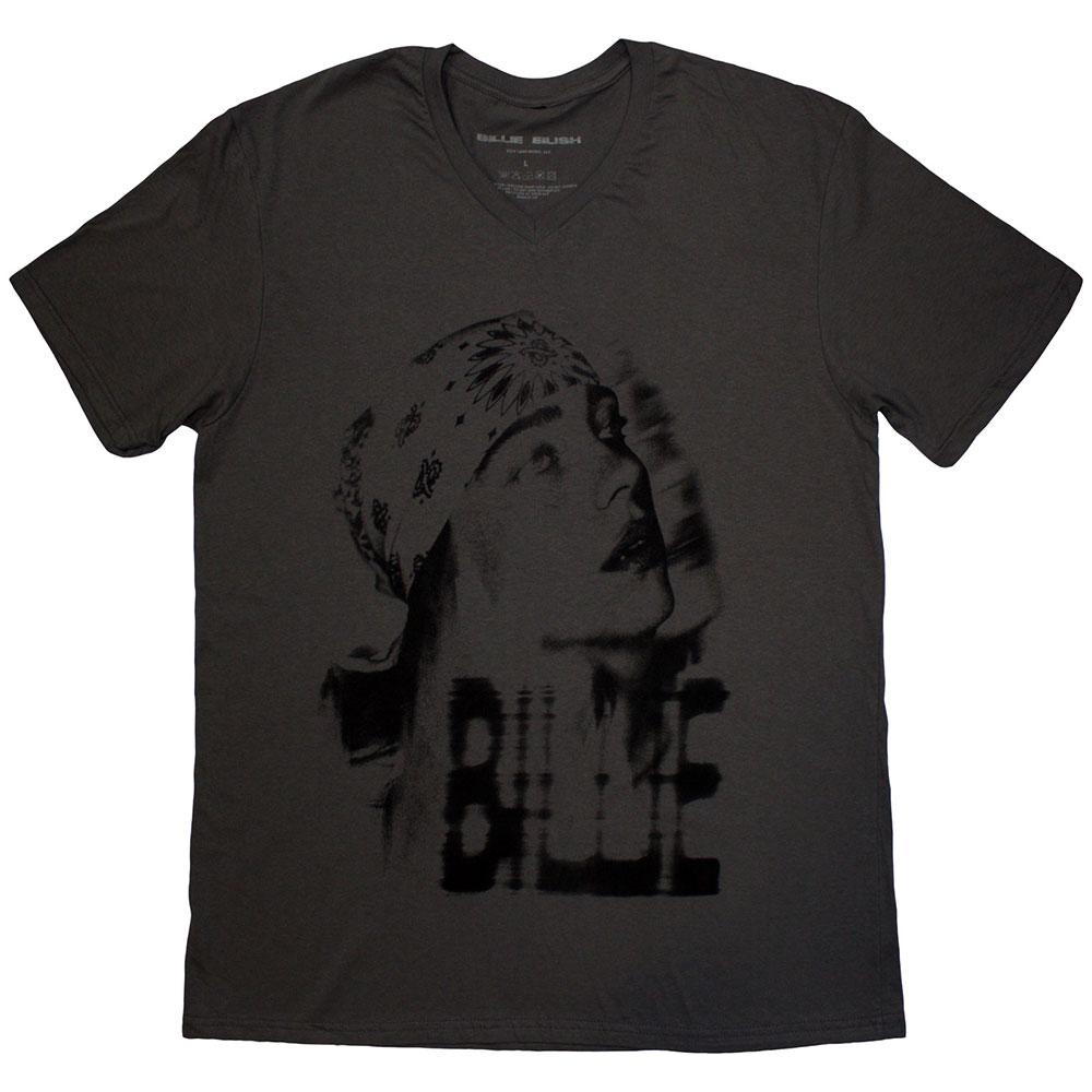 Charcoal Grey - Front - Billie Eilish Unisex Adult Tonal Bandana Photo T-Shirt
