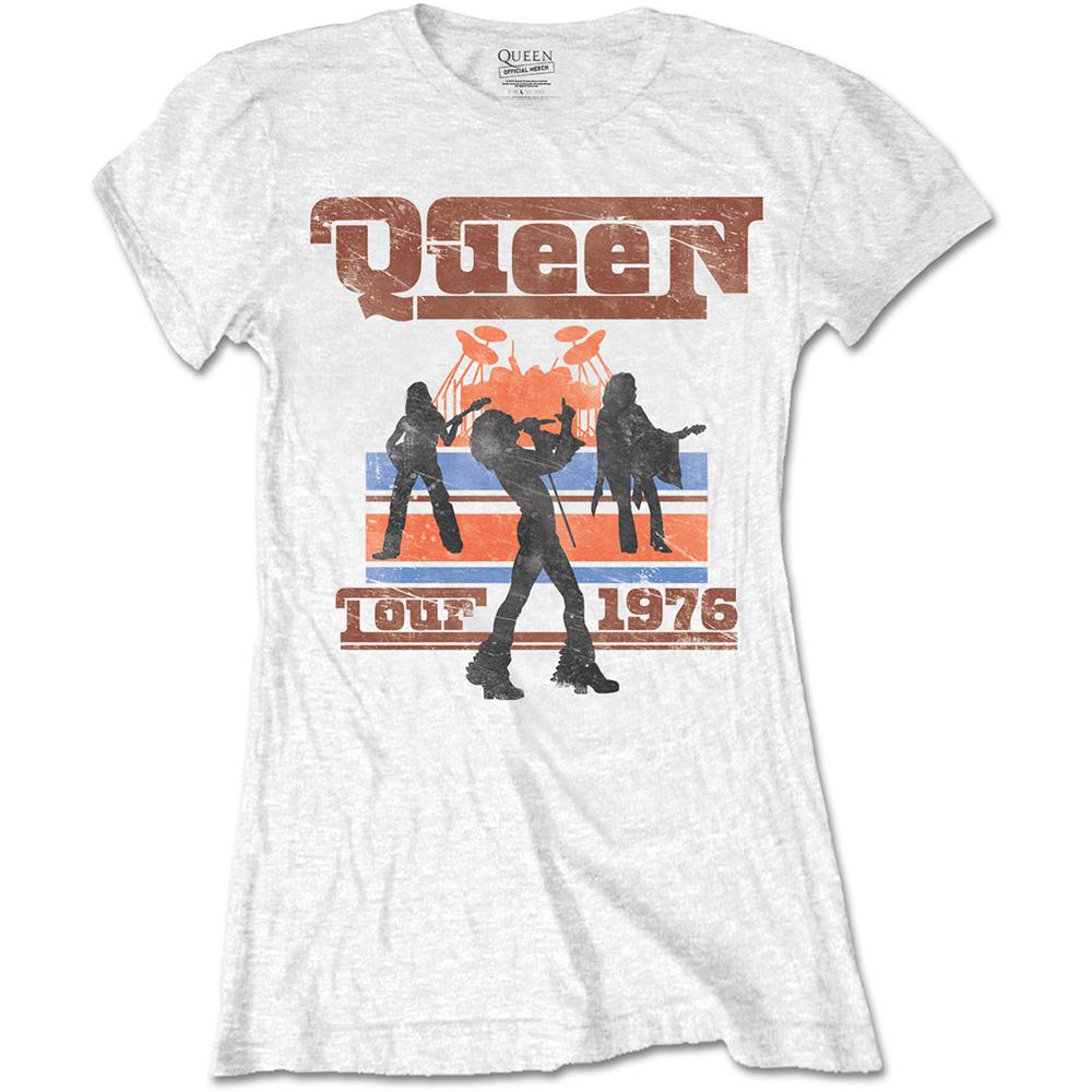 White - Front - Queen Womens-Ladies 1976 Tour Silhouette T-Shirt