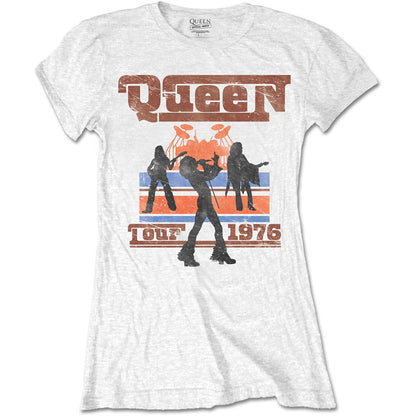 White - Front - Queen Womens-Ladies 1976 Tour Silhouette T-Shirt