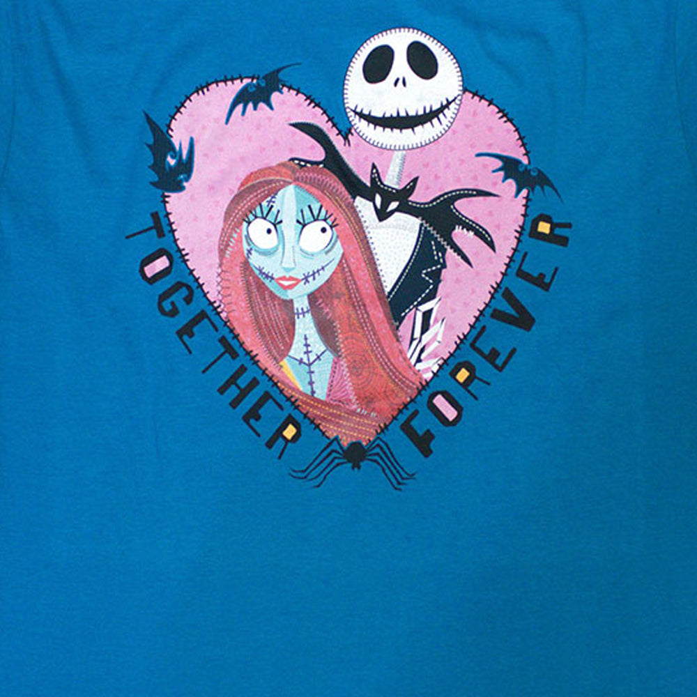 Blue - Back - Nightmare Before Christmas Unisex Adult Together Forever Jack and Sally T-Shirt