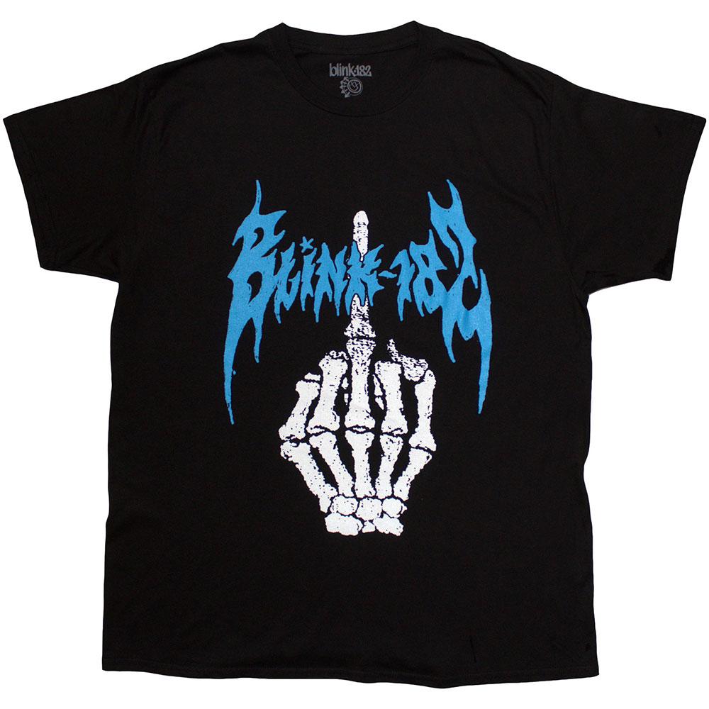Black - Front - Blink 182 Unisex Adult Bone Finger T-Shirt