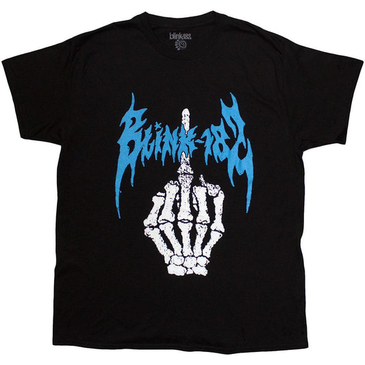 Black - Front - Blink 182 Unisex Adult Bone Finger T-Shirt