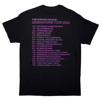 Black - Back - The Human League Unisex Adult Generations Tour 24 Photograph T-Shirt