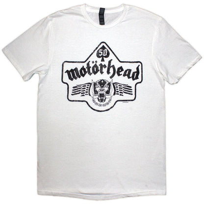 White - Front - Motorhead Unisex Adult 50 Years Ace Wings Emblem T-Shirt