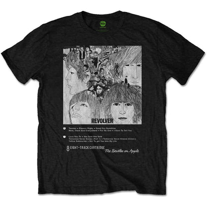 Black - Front - The Beatles Unisex Adult Revolver 8 Track T-Shirt