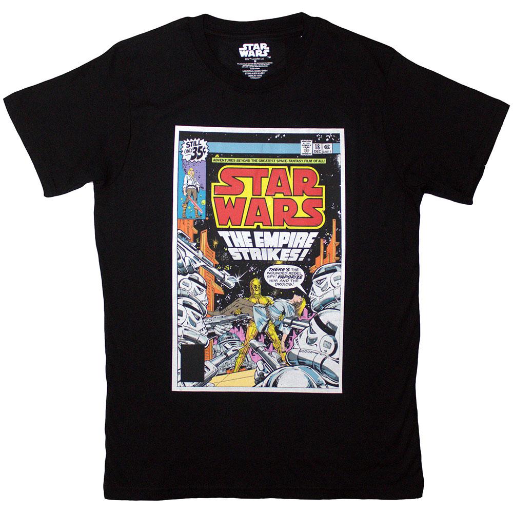 Black - Front - Star Wars Unisex Adult The Empire Strikes Comic Cover T-Shirt