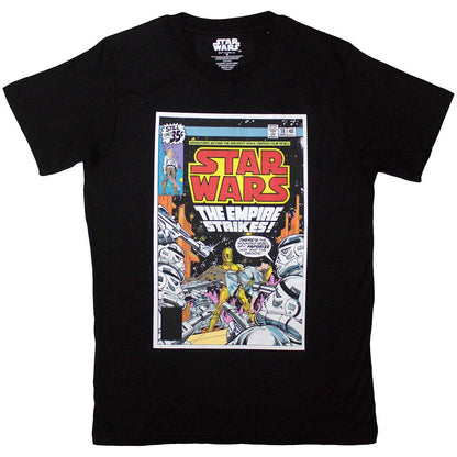 Black - Front - Star Wars Unisex Adult The Empire Strikes Comic Cover T-Shirt