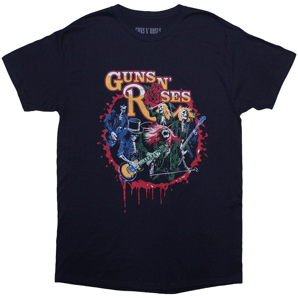 Navy Blue - Front - Guns N Roses Unisex Adult Was Here Back Print T-Shirt