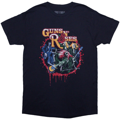 Navy Blue - Front - Guns N Roses Unisex Adult Was Here Back Print T-Shirt