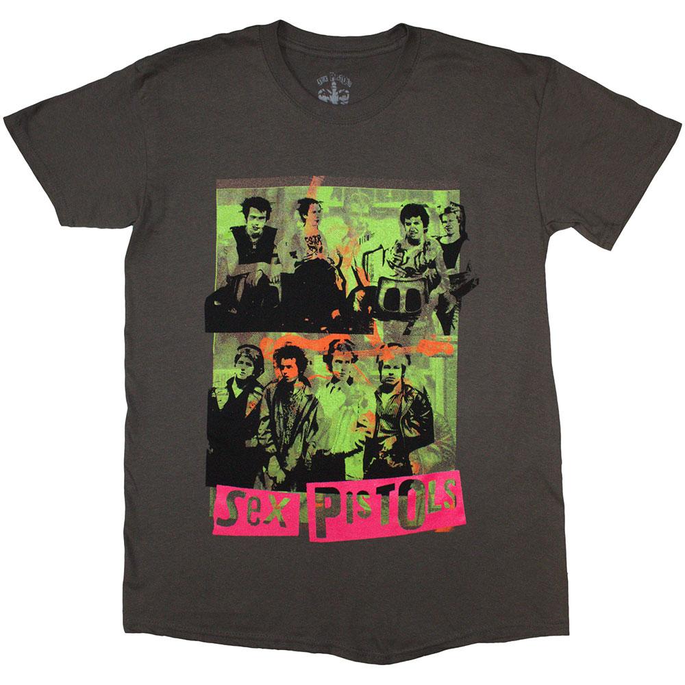Charcoal Grey - Front - Sex Pistols Unisex Adult Montage T-Shirt