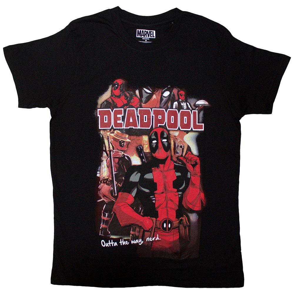 Black - Front - Deadpool Unisex Adult Outta The Way Nerd T-Shirt