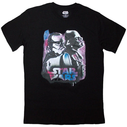 Black - Front - Star Wars Unisex Adult Darth Vader & Stormtrooper Neon T-Shirt