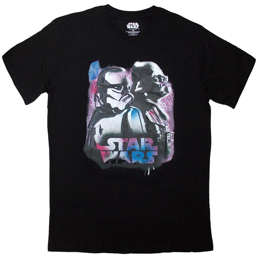 Black - Front - Star Wars Unisex Adult Darth Vader & Stormtrooper Neon T-Shirt