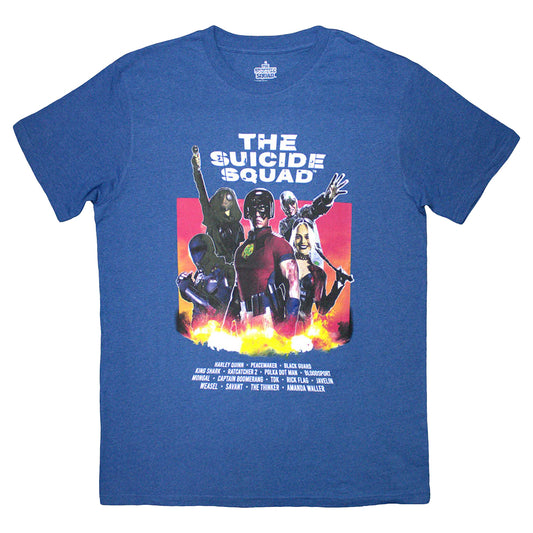 Blue - Front - Suicide Squad Unisex Adult Poster T-Shirt